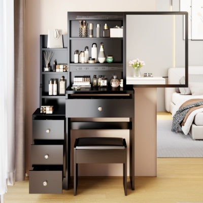 29.2 Inch Small Space Bedside Vanity Table Cushioned Stool