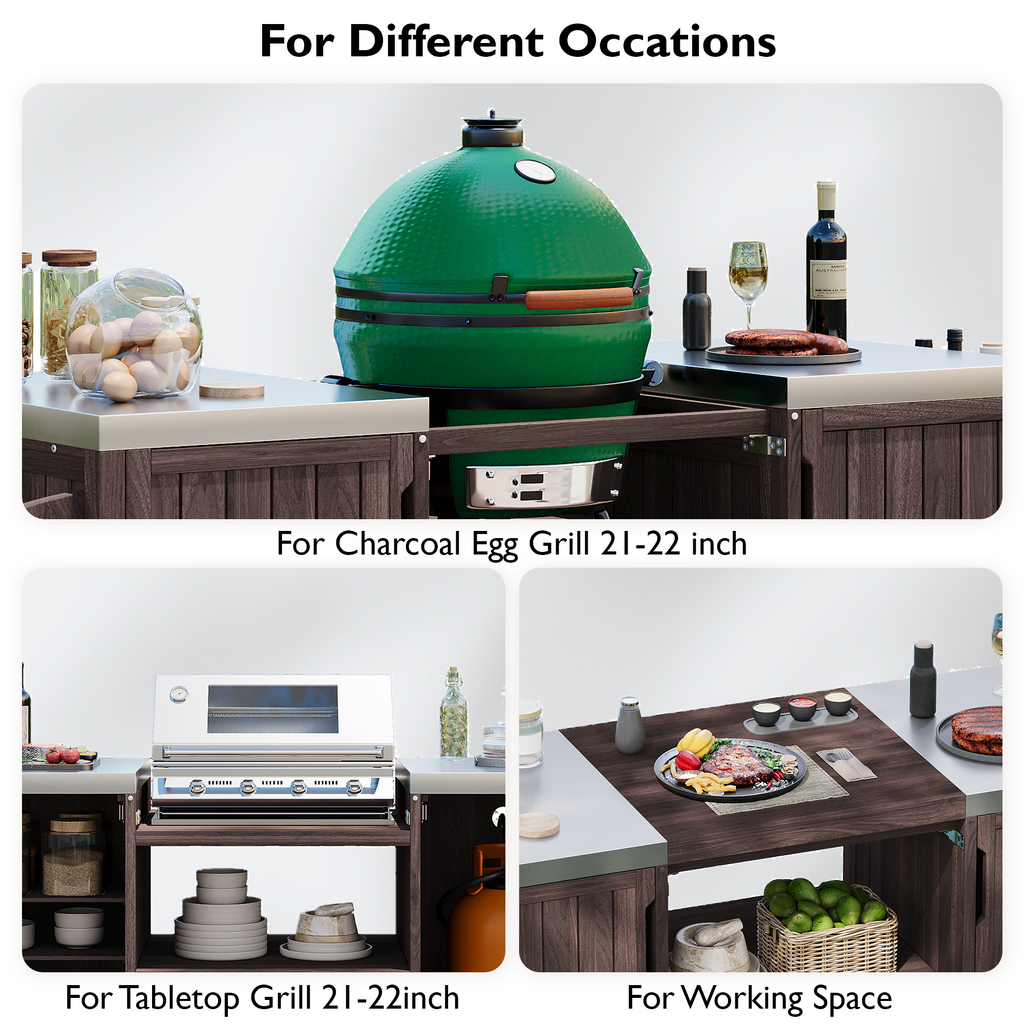 Anthony & Home Atelier Edition outdoor kitchen island with solid wood construction, designed for Kamado grills.