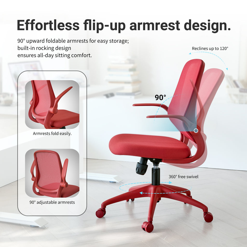 Red Anthony & Home ergonomic mesh office chair with integrated molded foam cushion from the Atelier Collection.
