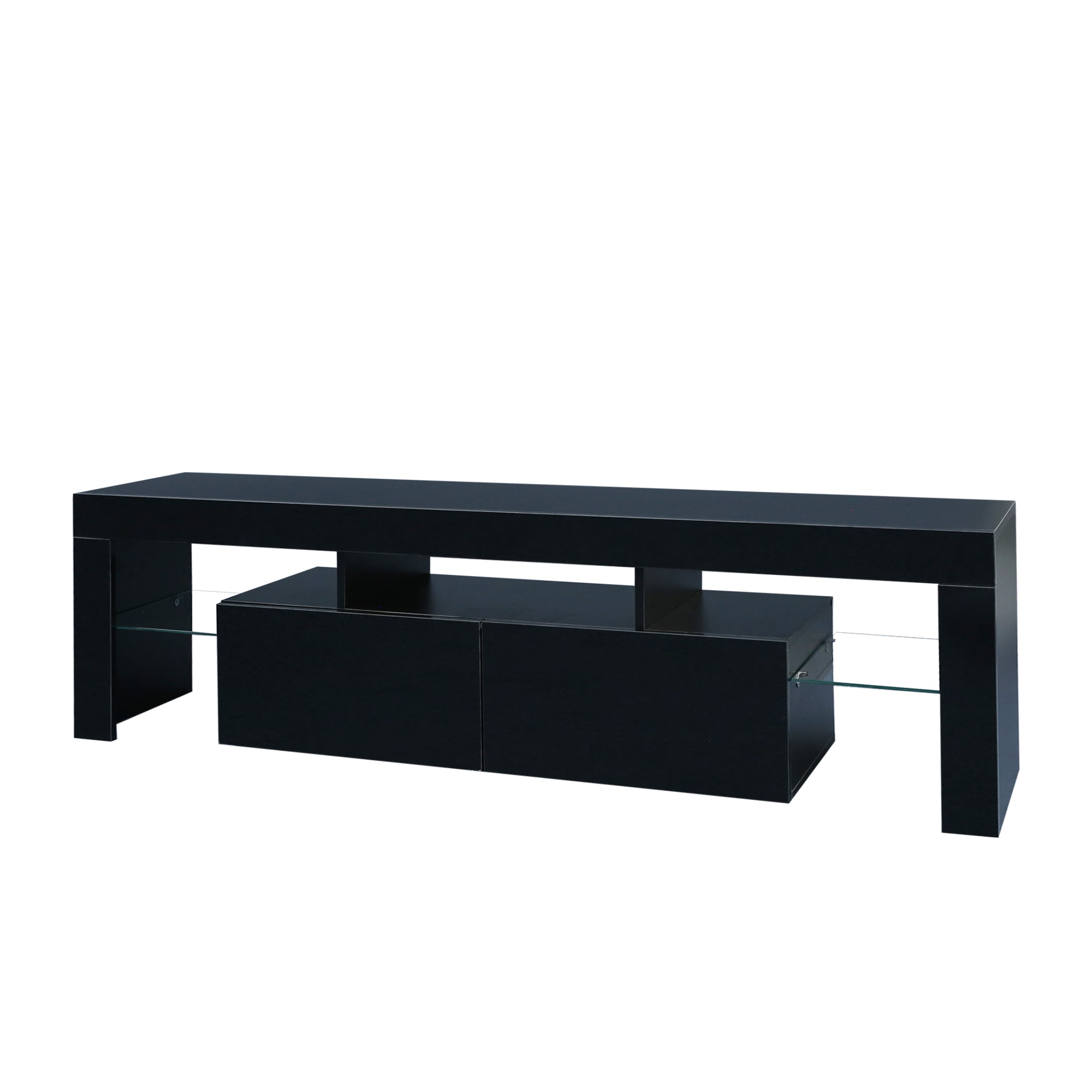 Matte black MDF TV console by Anthony & Home featuring sleek modern design and spacious storage compartments.
