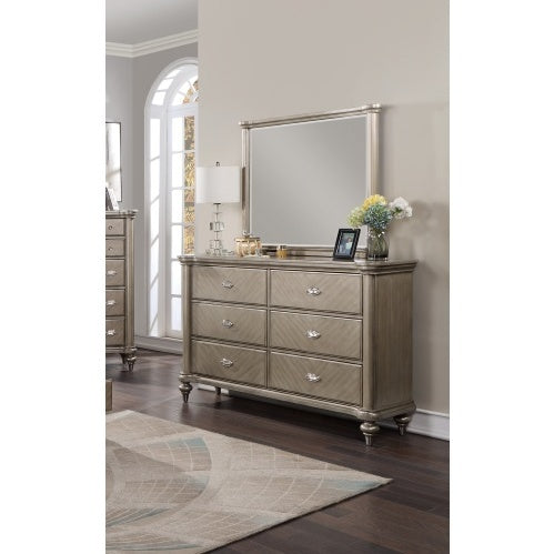 Luxury Antique Silver Champagne Dresser With Mirror
