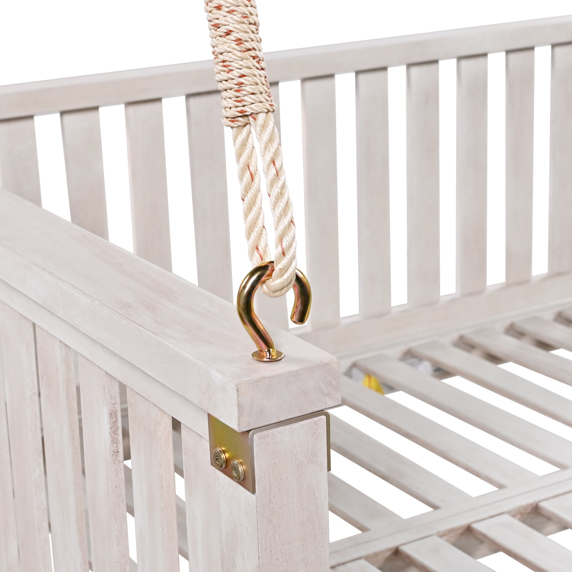 Anthony & Home Topmax Studio solid wood twin size porch swing with ropes, featuring a classic design and sturdy construction.