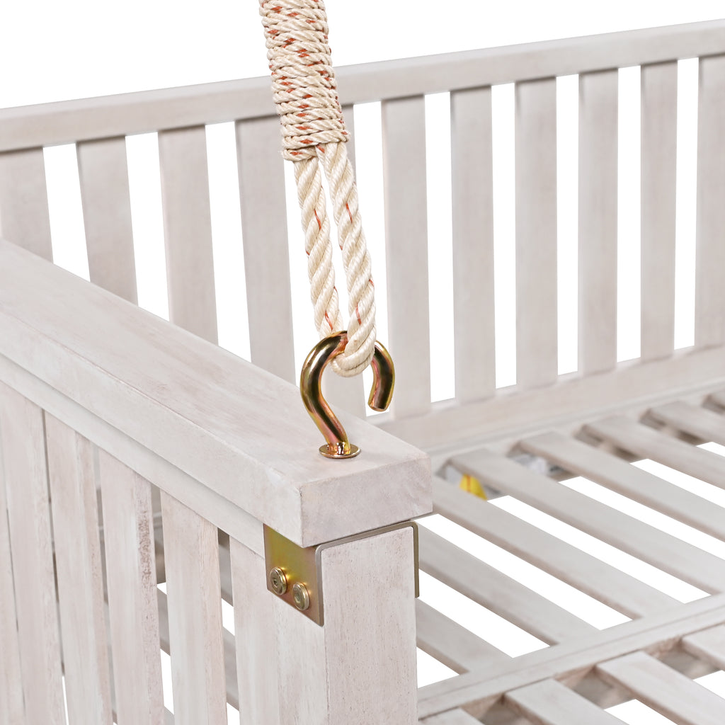Anthony & Home Topmax Studio solid wood twin size porch swing with ropes, featuring a classic design and sturdy construction.