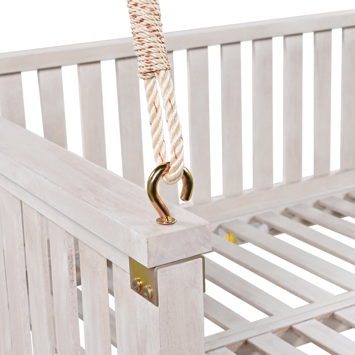 Anthony & Home Topmax Studio solid wood twin size porch swing with ropes, featuring a classic design and sturdy construction.