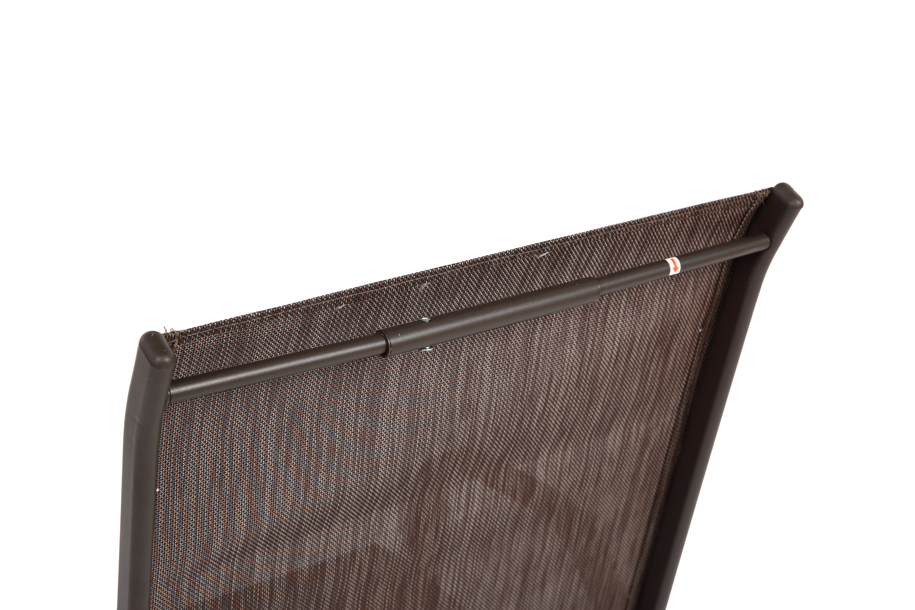 Set of six brown Textilene patio chairs with high backs by Anthony & Home, designed for outdoor dining and relaxation.