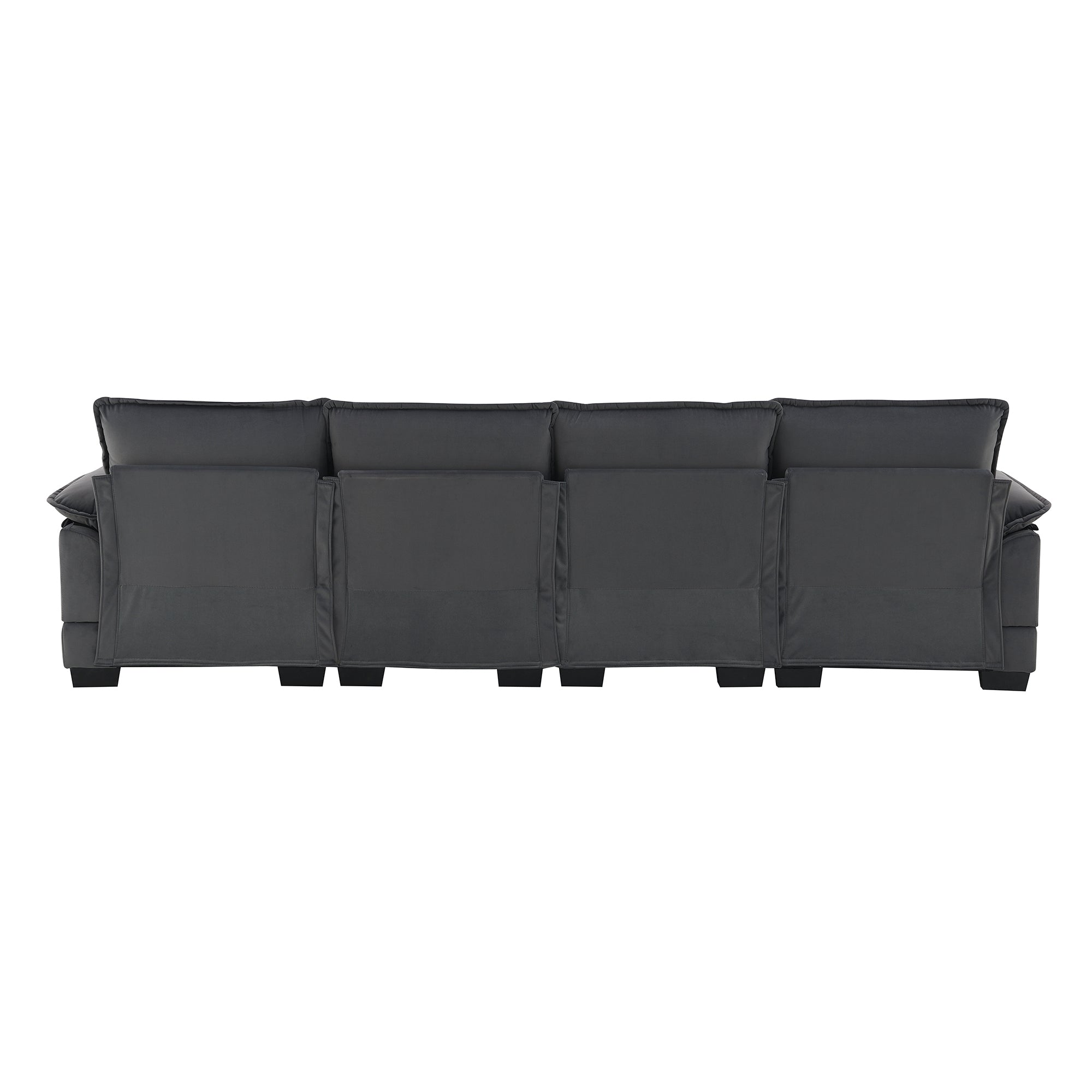 Velvet U-shaped sectional sofa with chaise from Anthony & Home Luxe Collection, featuring plush upholstery and modern design.