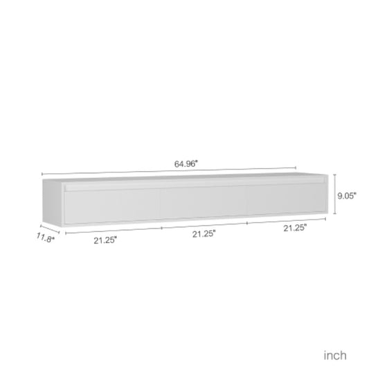 Floating Wall Mounted TV Stand With LED Lighting And Outlet