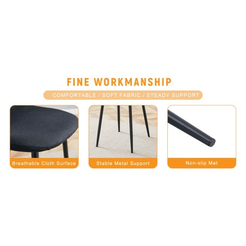 Luxury Black Linen Cotton Dining Chair Set Of 4 High Back