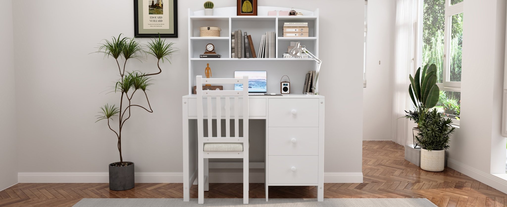 Vintage wood executive desk and matching chair from Anthony & Home Heritage Collection, featuring classic design and rich wood finish.