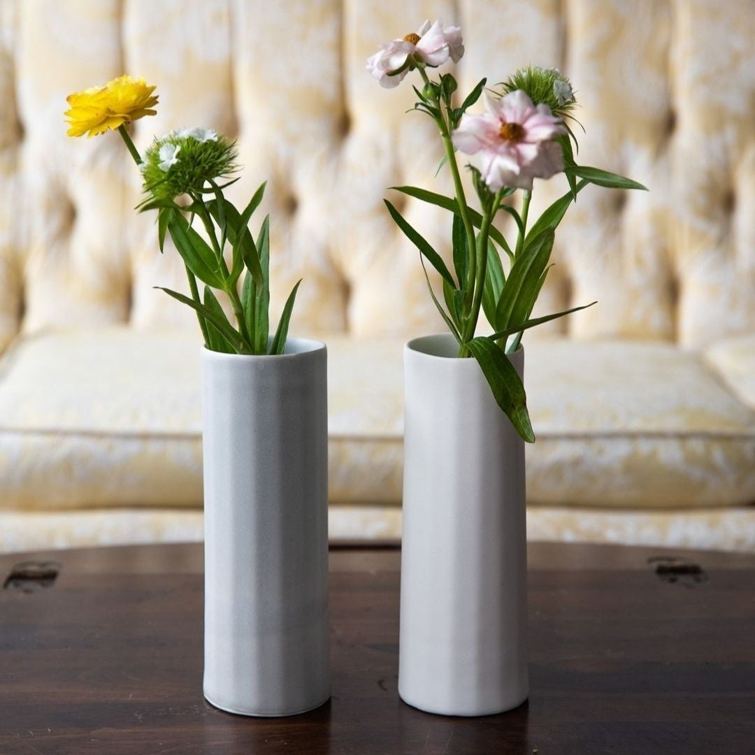Handmade porcelain Bloom Vase by Ember Collective, a sleek floral vase with a bright finish and elegant design.