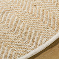 Round Aren Hand Woven Jute Area Rug by Boutique Rugs featuring natural textured jute fibers and intricate weaving.