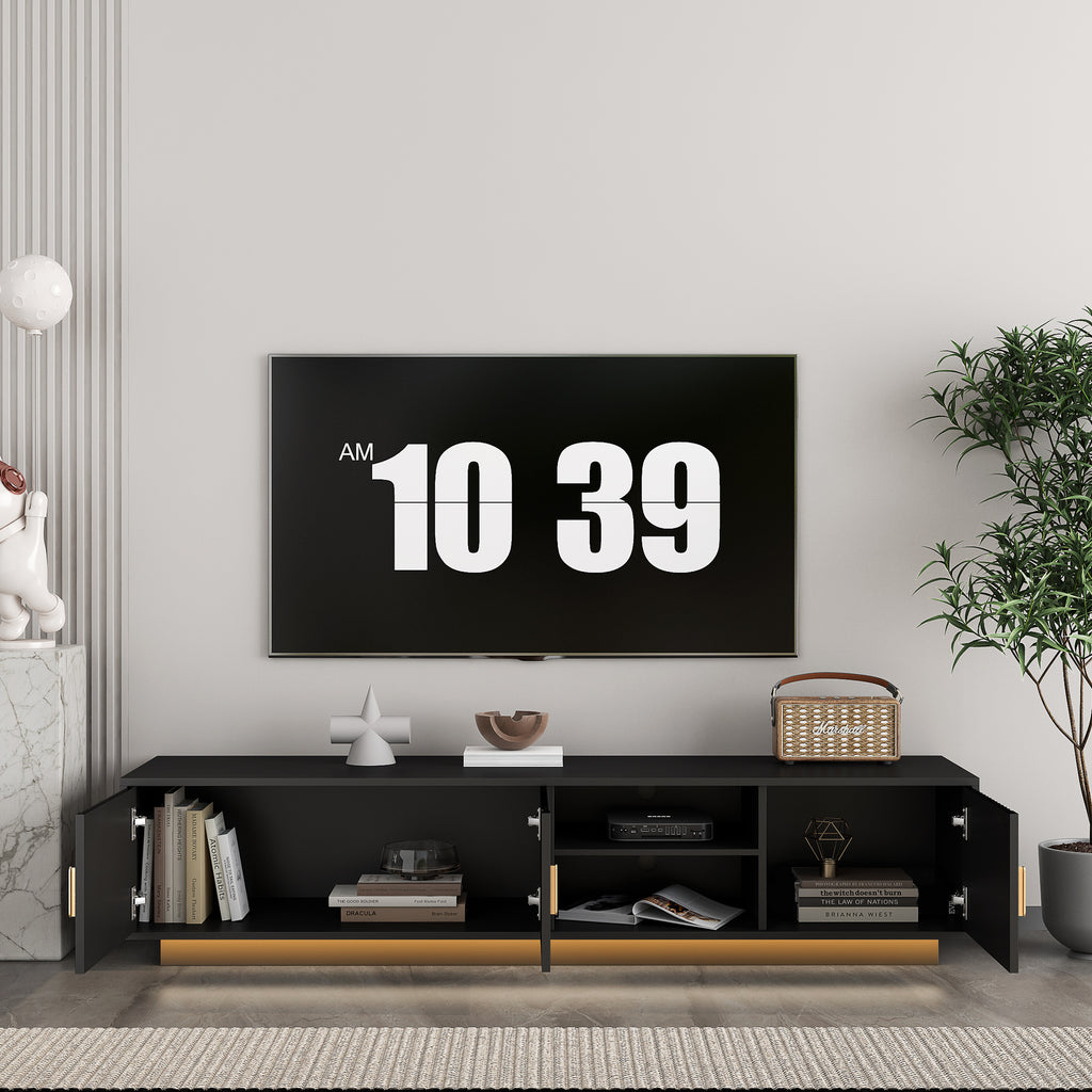 Mid Century Modern LED TV Stand for 80 Inch TV Storage
