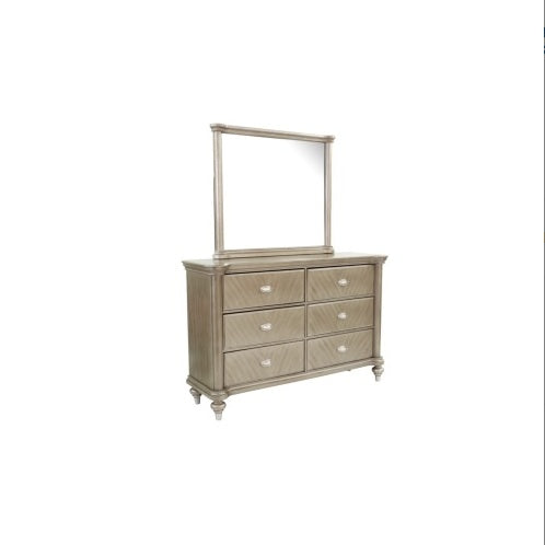 Luxury Antique Silver Champagne Dresser With Mirror