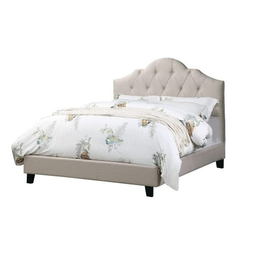 Contemporary Queen Size Bed With Tufted Headboard Design