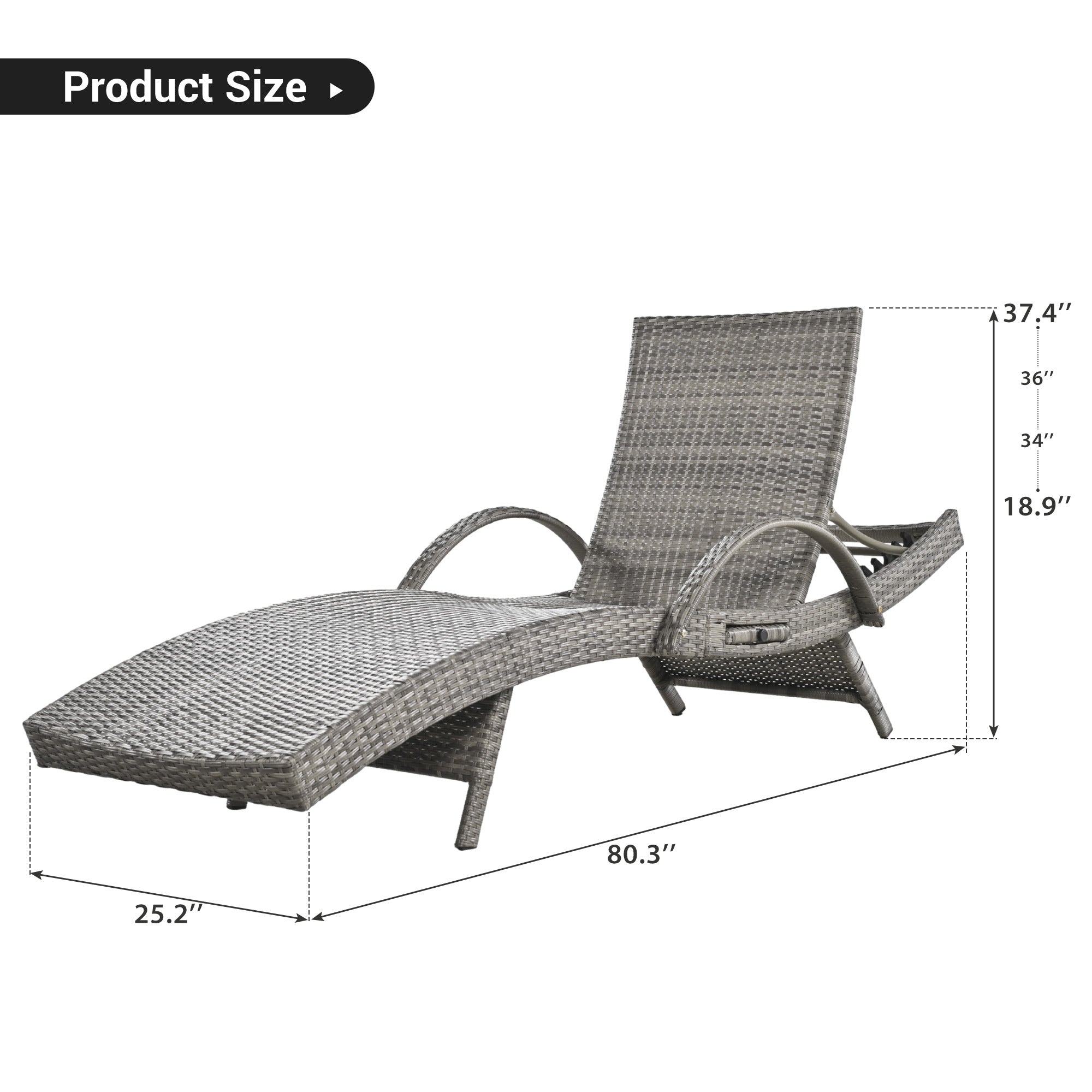 Outdoor wicker chaise lounge set with ergonomic wave design in grey, featuring Anthony & Home branding, perfect for outdoor relaxation.