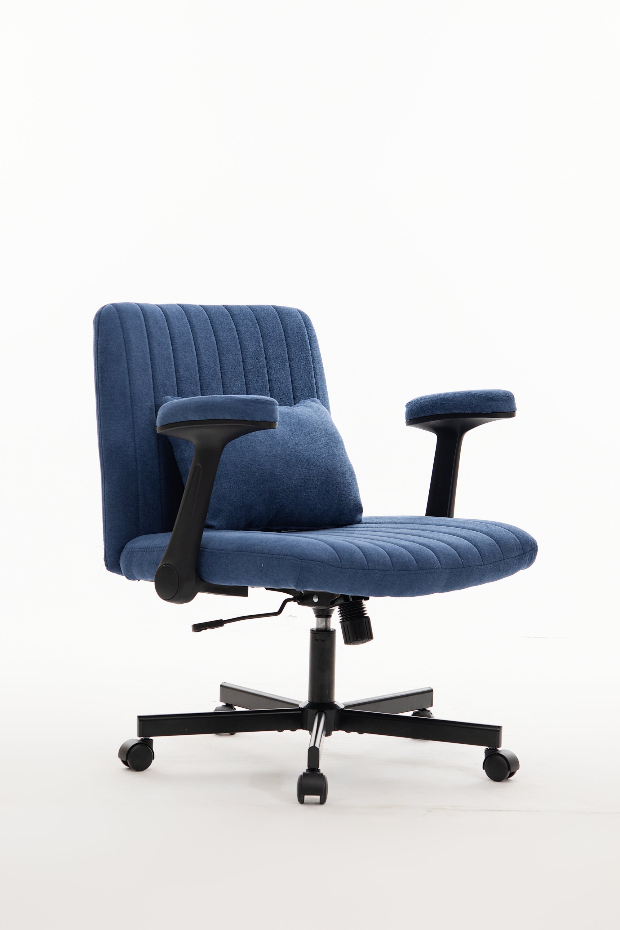Anthony & Home Atelier velvet office chair with crisscross armrests, featuring plush upholstery and modern design.