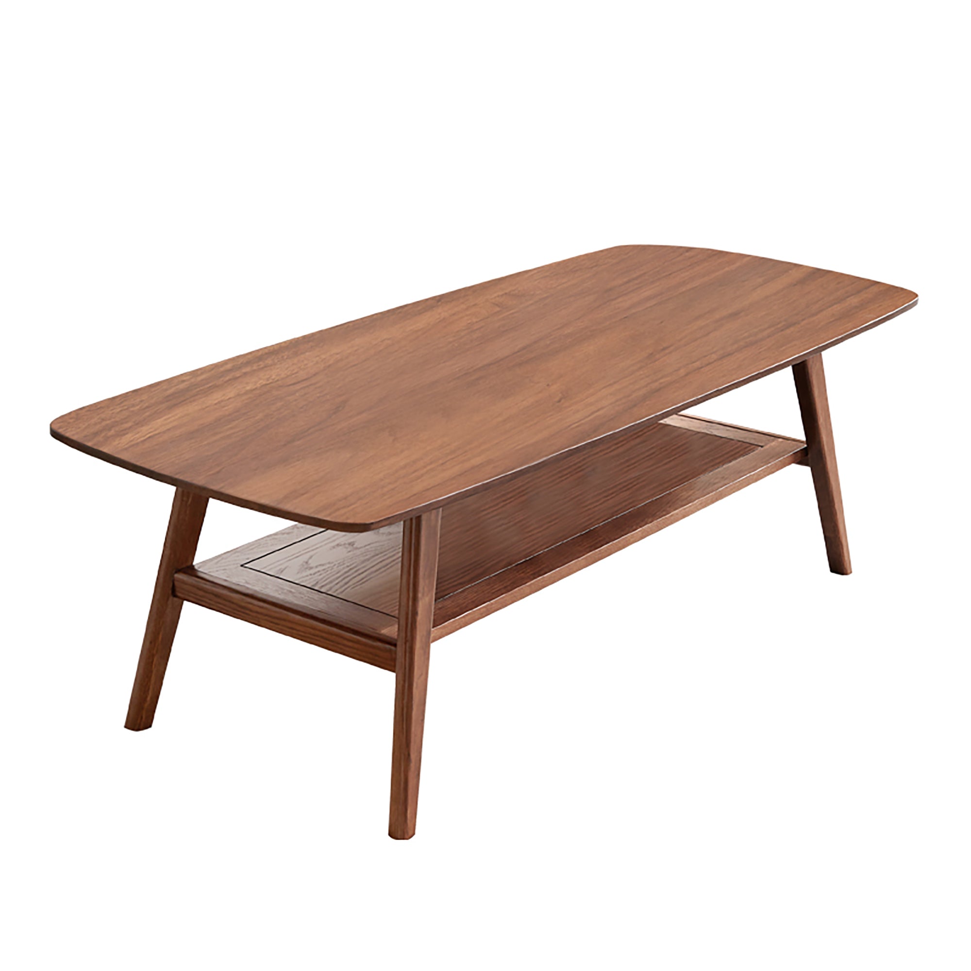 Solid Oak Wood Top Coffee Table With Shelf Walnut Finish Heritage Collection Exclusive