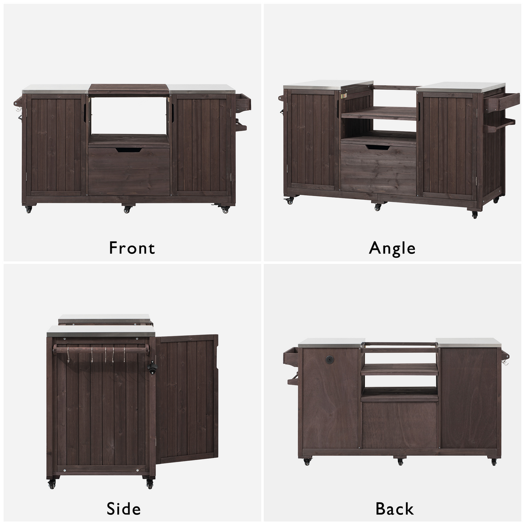 Anthony & Home Atelier Edition outdoor kitchen island with solid wood construction, designed for Kamado grills.