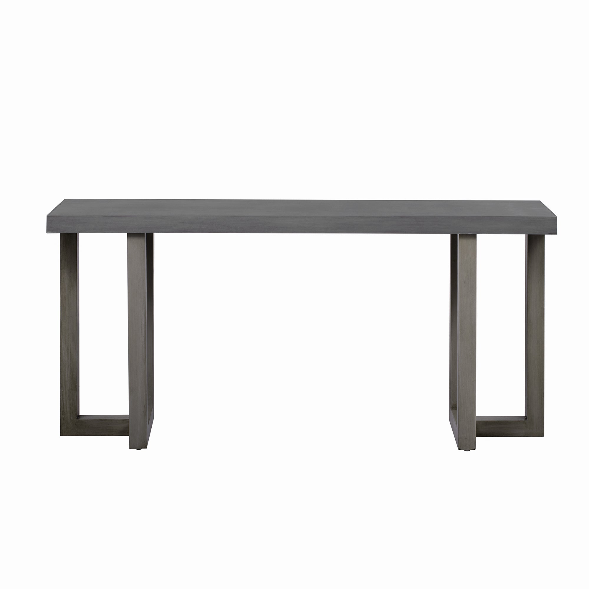 Dark gray U Style geometric console table with pine wood legs from Anthony & Home's limited edition collection.