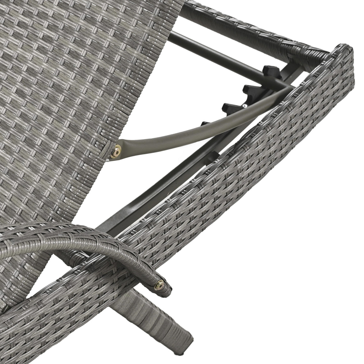 Outdoor wicker chaise lounge set by Anthony & Home with ergonomic wave design in grey, featuring comfortable cushions and stylish outdoor furniture.