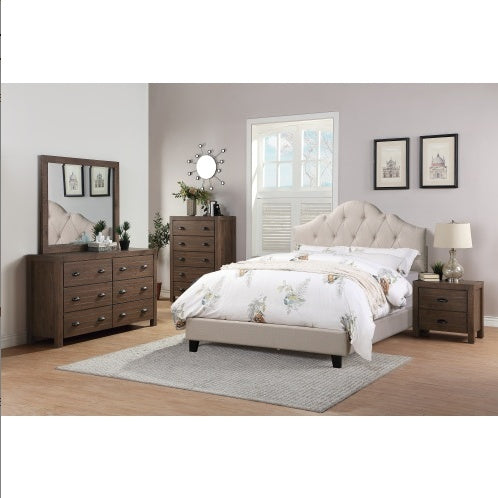 Contemporary Queen Size Bed With Tufted Headboard Design