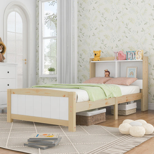 Solid Wooden Bed Frames, Single Storage Headboard Bed, 3FT Single 90 X 190 Cm Frame Only