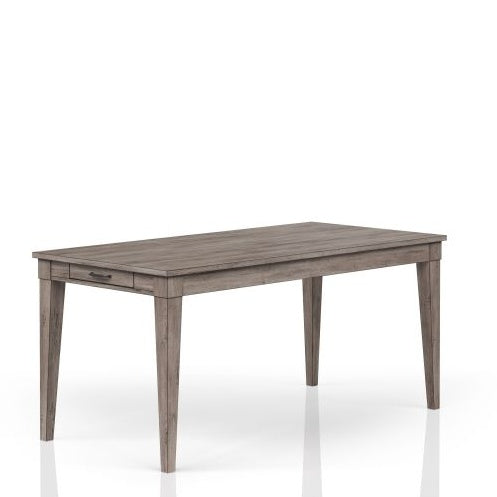Rustic Gray Dining Table With Two Storage Drawers And Leaf