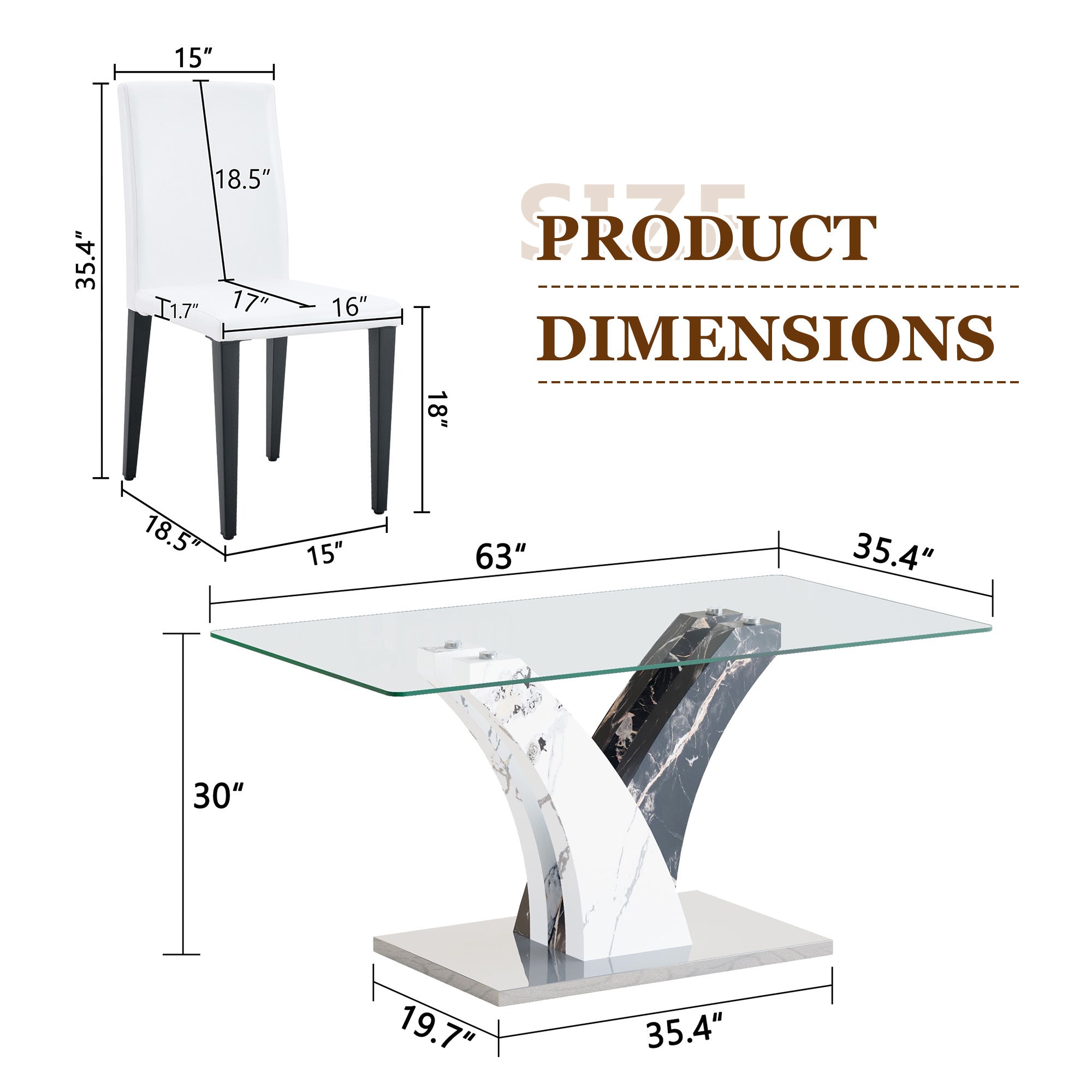 Anthony & Home Signature tempered glass dining table with matching chairs, modern design and clear glass surface.