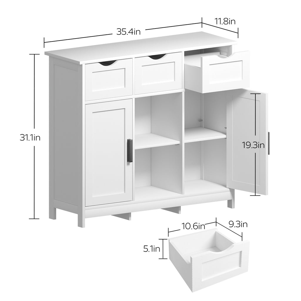 White Storage Cabinet With Drawers And Shelves For Home