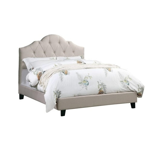 Contemporary Queen Size Bed With Tufted Headboard Design