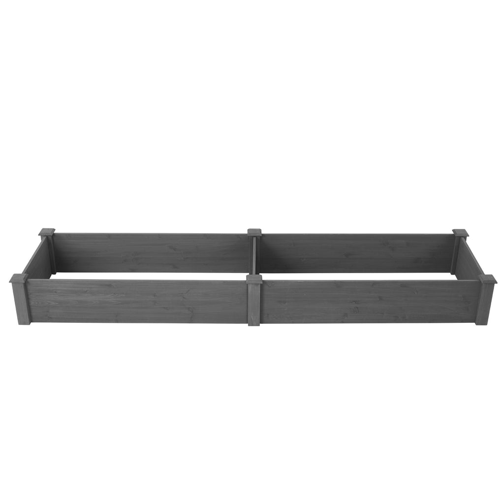 Anthony & Home Atelier Cedar Raised Garden Bed 96x28x10 with tool-free assembly outdoor planter box showing wooden frame and gardening tools.