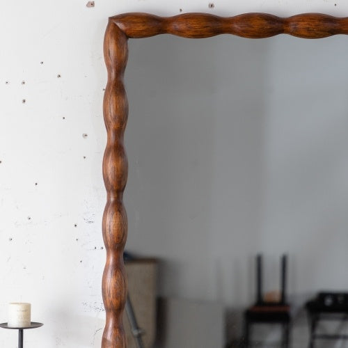 Mid Century Modern Mirror With Solid Wood Frame Wall Mount