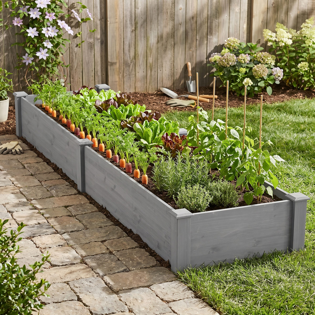 Anthony & Home Atelier Cedar raised garden bed, 96x28x10 inches, outdoor planter box with tool-free assembly, made of durable cedar.