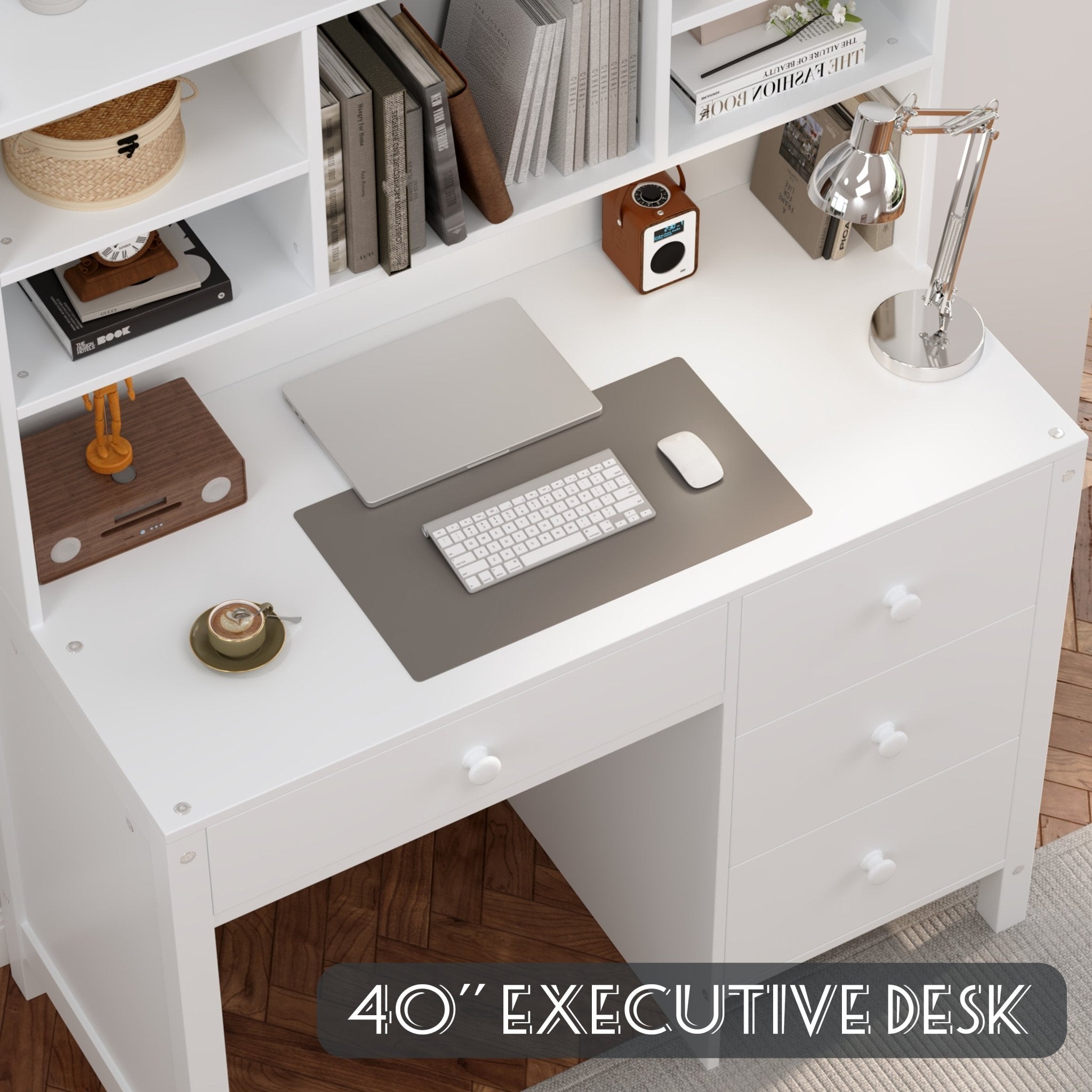 Vintage wood executive desk and chair from Anthony & Home Heritage Collection, featuring classic craftsmanship and elegant design.