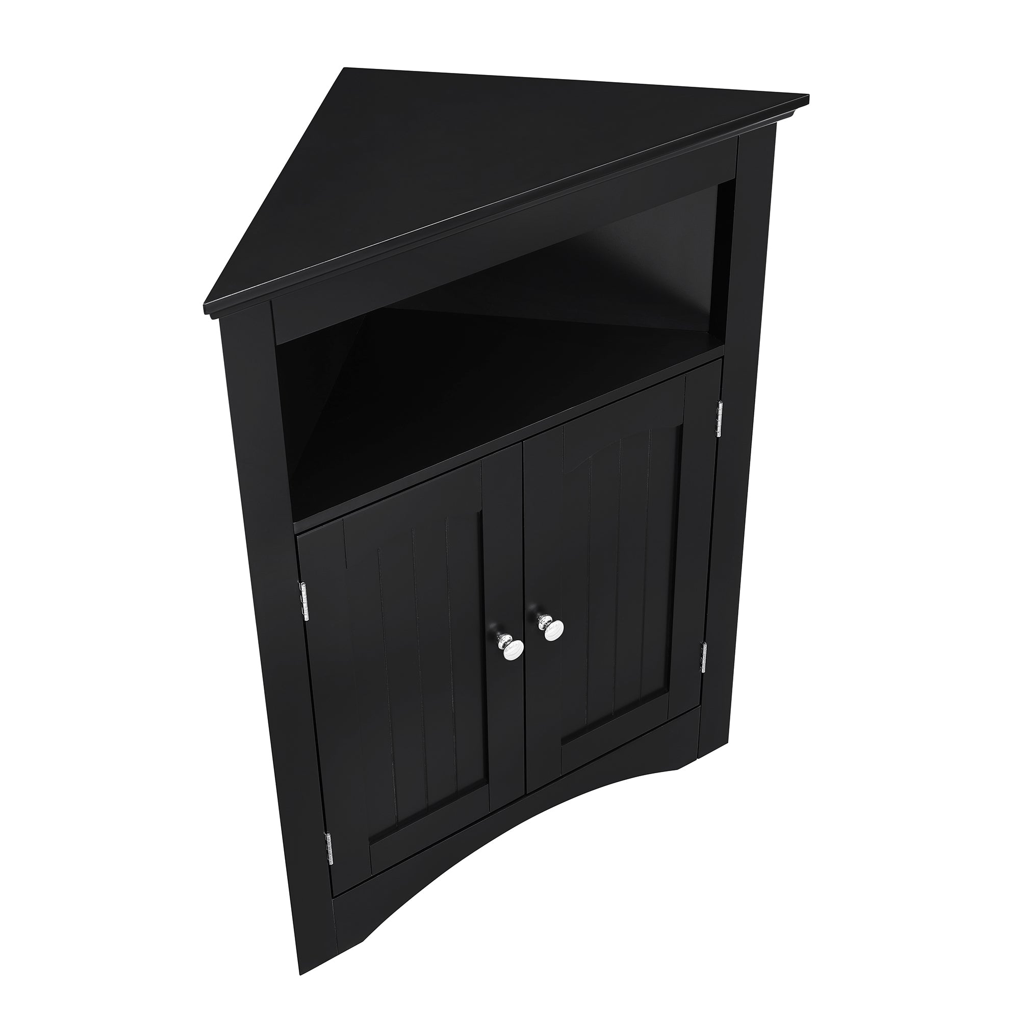 Matte black finish corner sideboard by Anthony & Home with sleek modern design and ample storage space.
