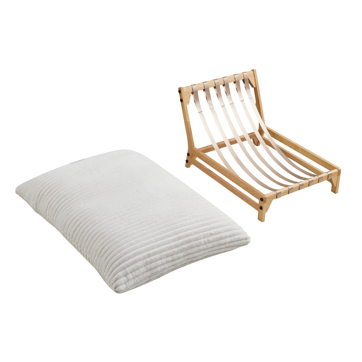 Off-white corduroy armless sofa by Anthony & Home showing smooth fabric texture and modern minimalist design.