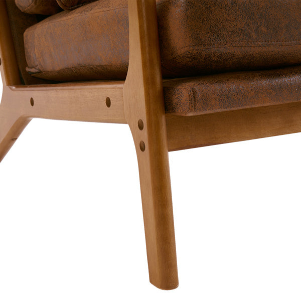 High Back Indoor Lounge Chair With Solid Wood Armrests