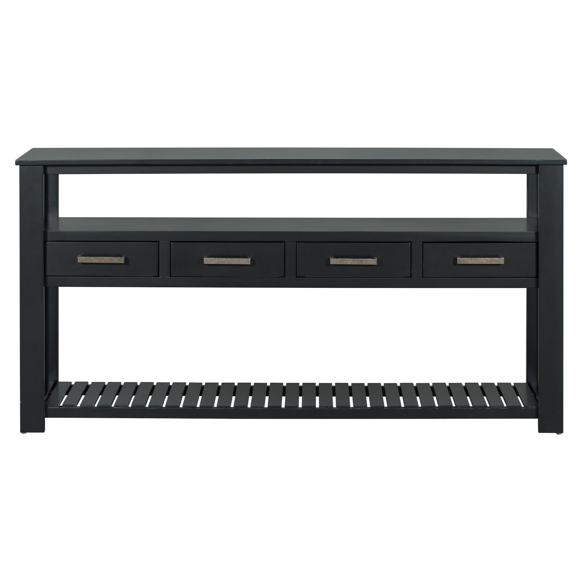 Anthony & Home U Style Signature Painted Black Console Table with sleek design and modern black finish.