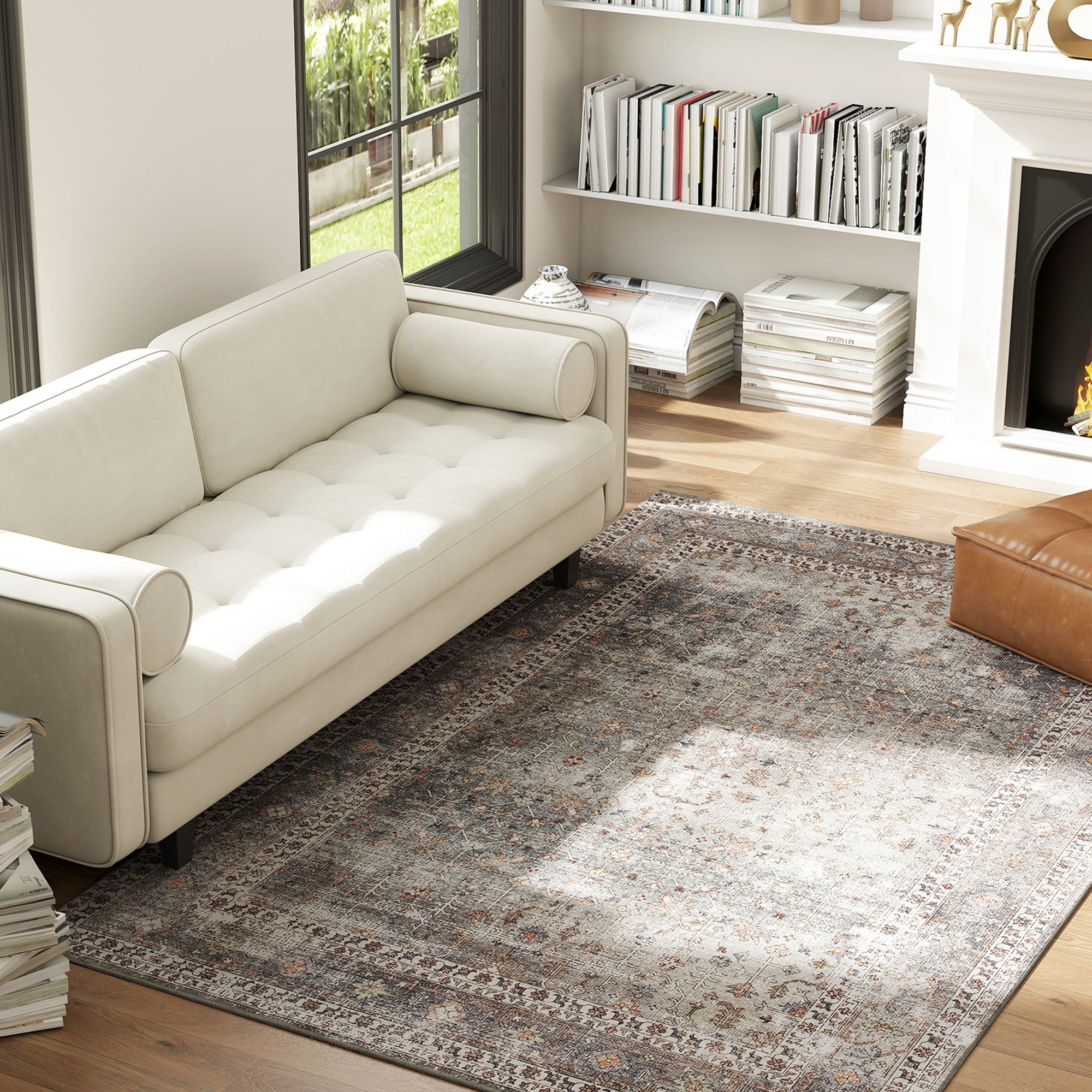 Machine Washable Area Rug 8x10 Non Slip Traditional Rug