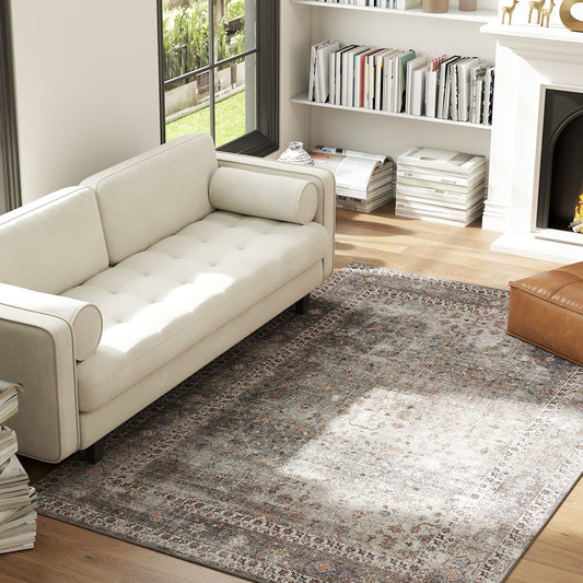 Machine Washable Area Rug 8x10 Non Slip Traditional Rug