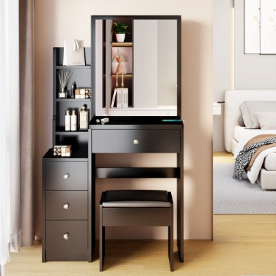 29.2 Inch Small Space Bedside Vanity Table Cushioned Stool