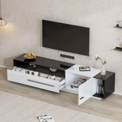 70 Inch High Gloss TV Stand With 1 Door And 1 Drawer