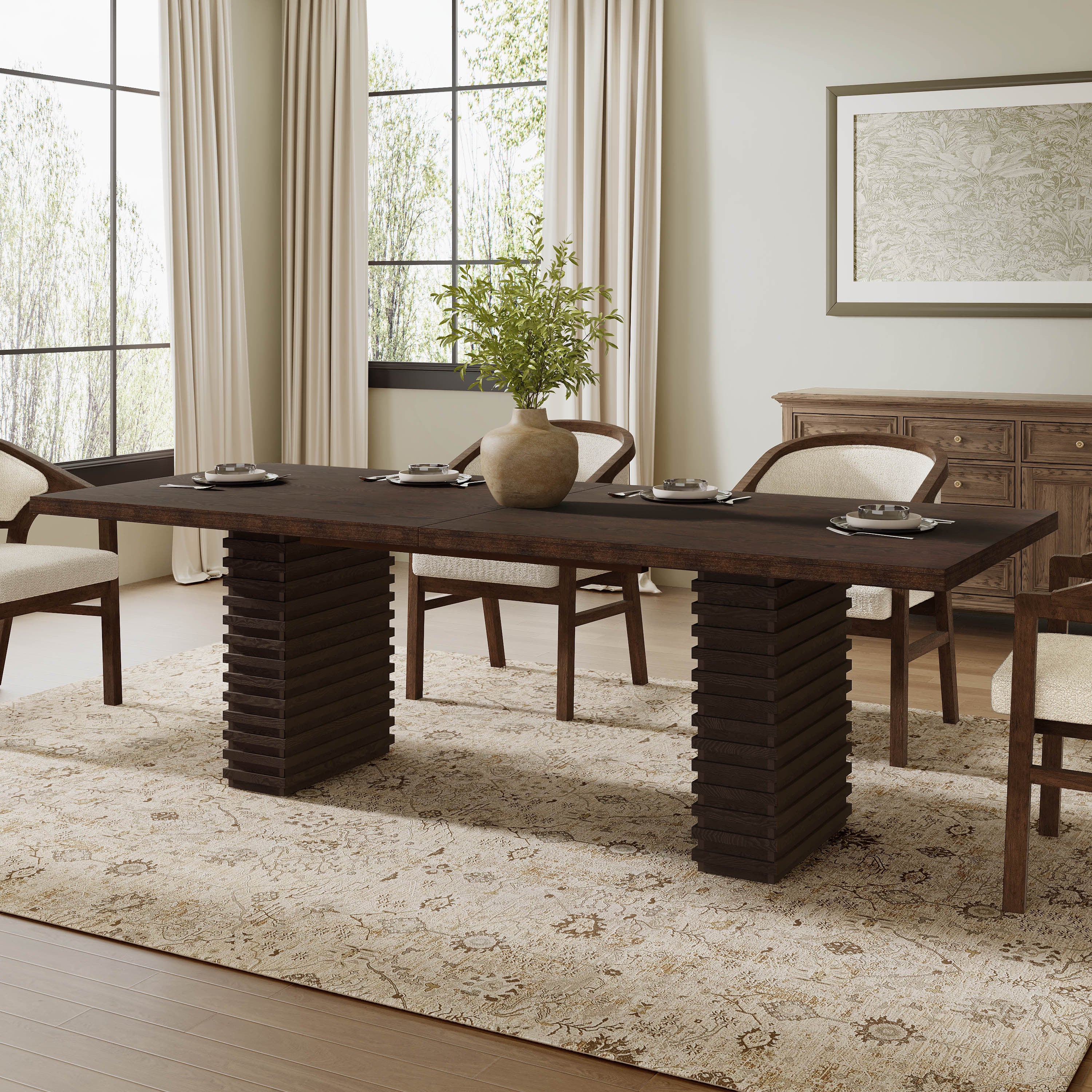 Espresso Solid Wood And MDF Dining Table 95 Inch For Dining Room Limited Exclusive Edition