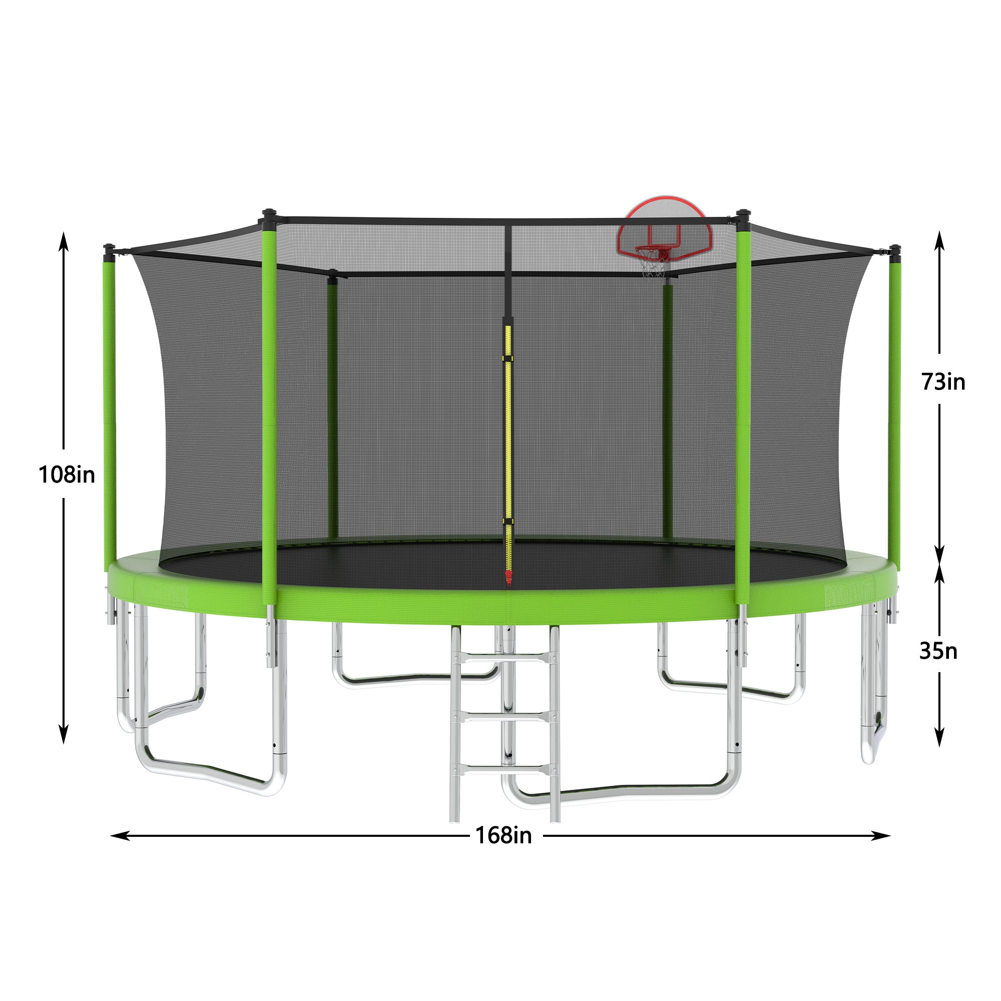 Anthony & Home 14-foot trampoline with galvanized steel frame and safety net, ideal for outdoor backyard bouncing fun.