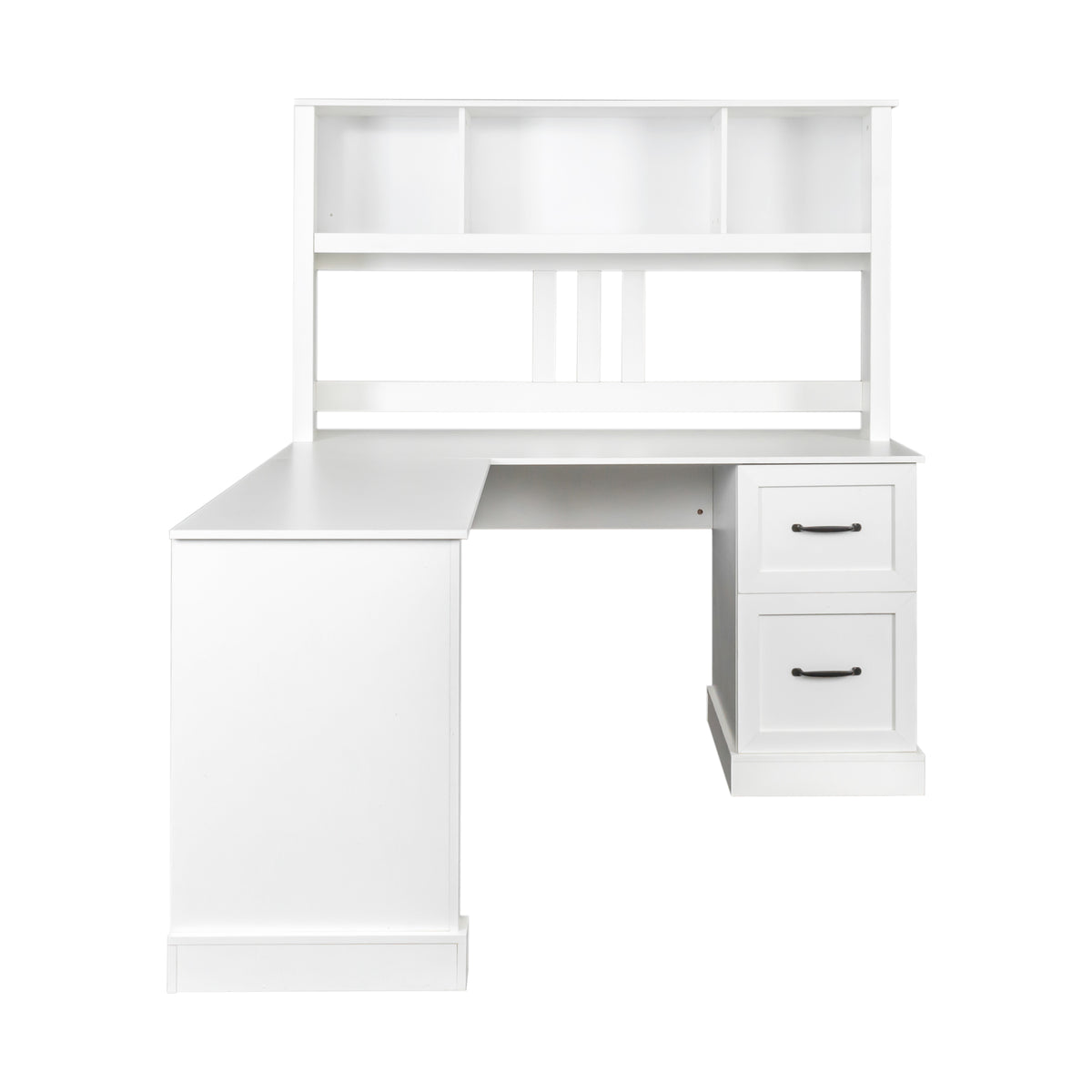 Antiqued white desk with hutch from Anthony & Home featuring a classic design and multiple storage compartments.