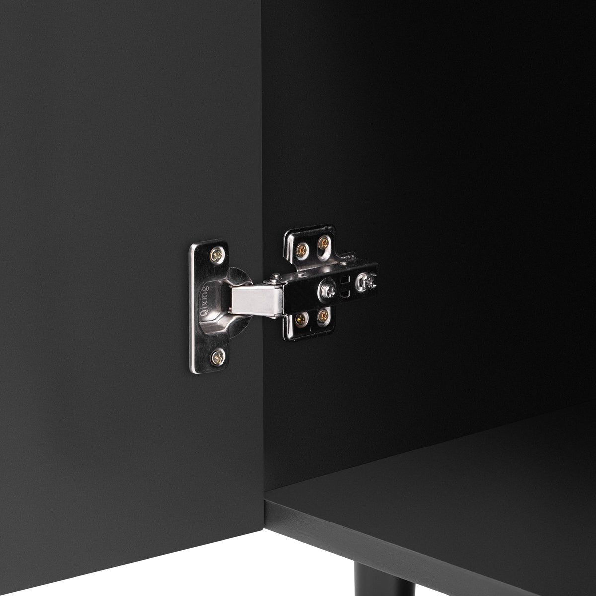 Anthony & Home Mirod Atelier side cabinet with geometric door design, featuring sleek modern styling and wood finish.