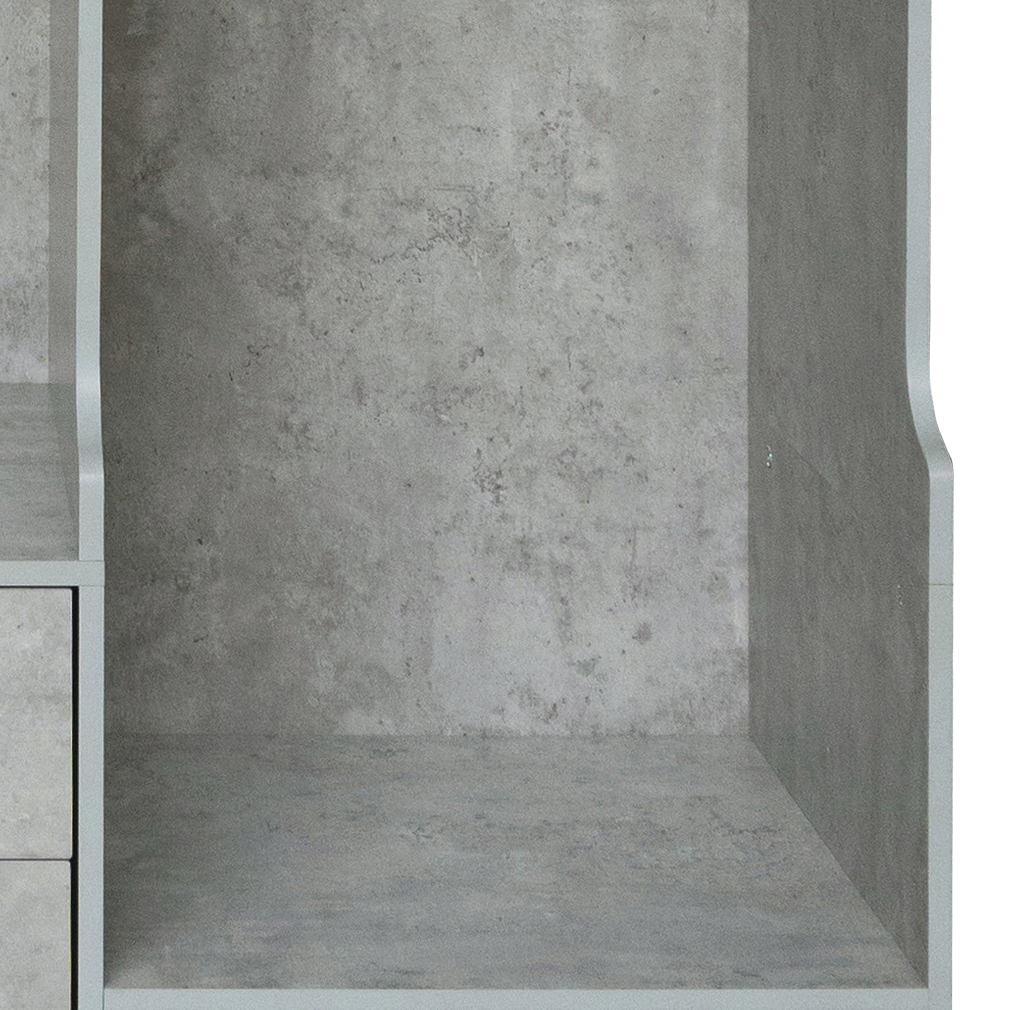 Open grey wooden wardrobe from Anthony & Home's Premier Collection with dual hanging rods and spacious interior.