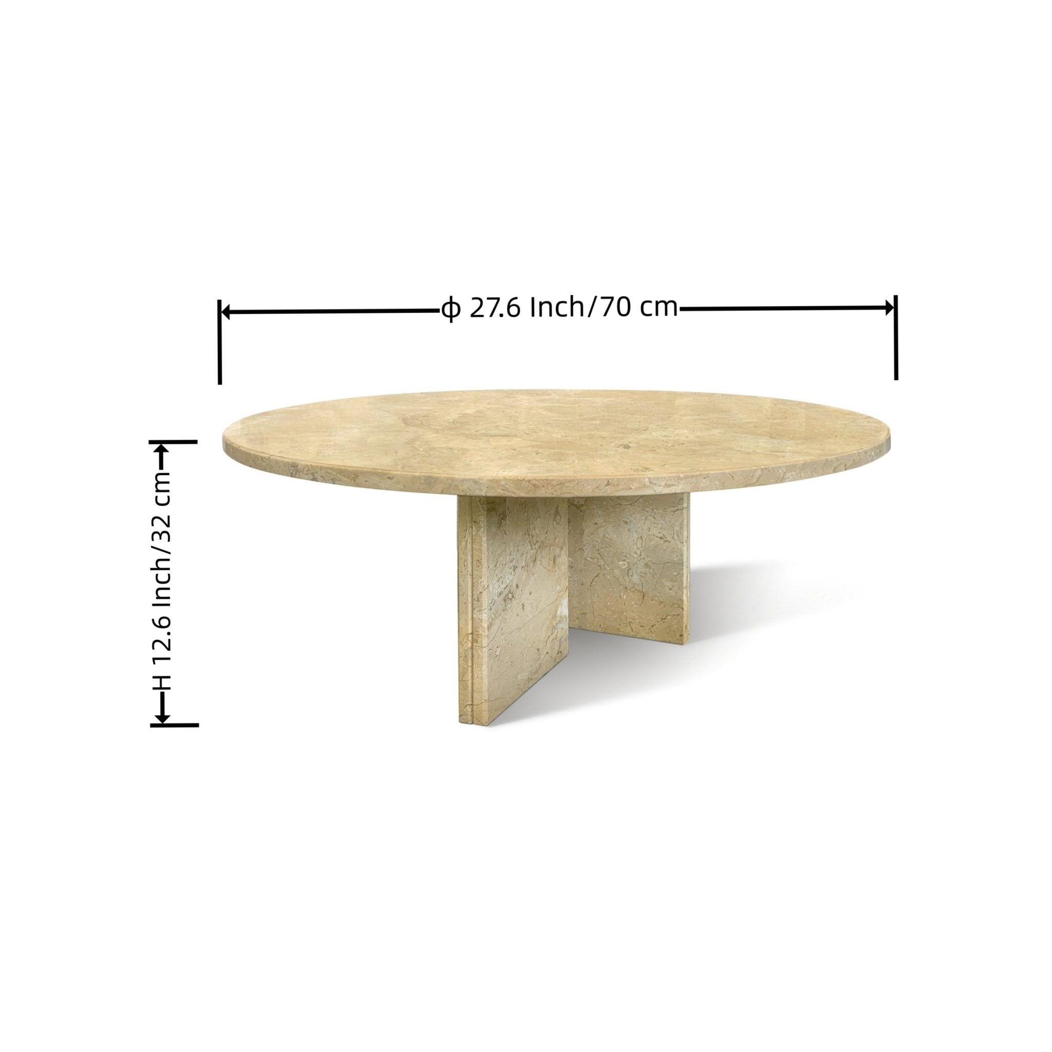 Anthony & Home Gold Signature Natural Marble Round Coffee Table with gold metal base and polished marble surface.