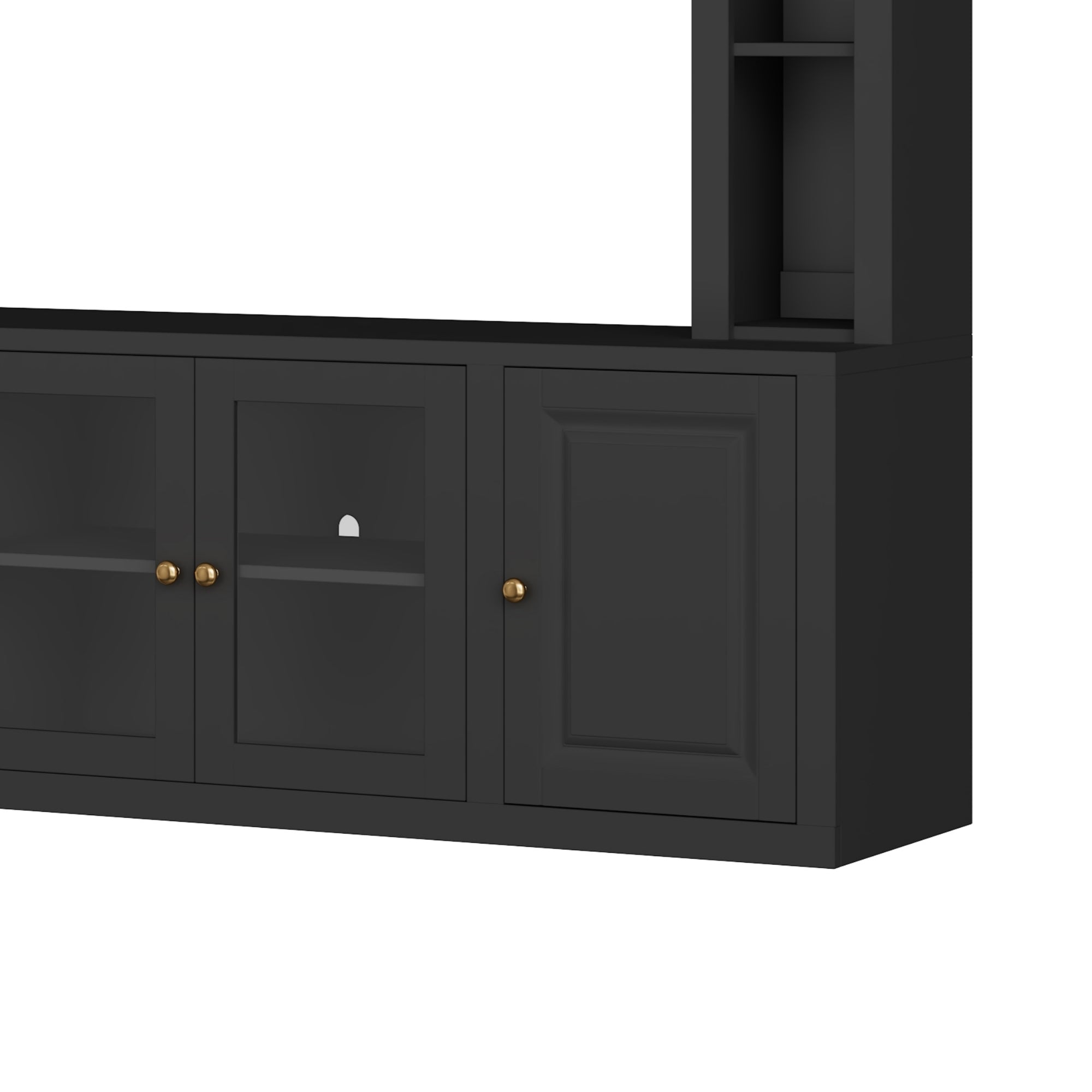 Entertainment Center Wall Unit With Bookshelves And Tempered Glass Doors Exclusive Black 92 Inch Media Console - Anthony & Home