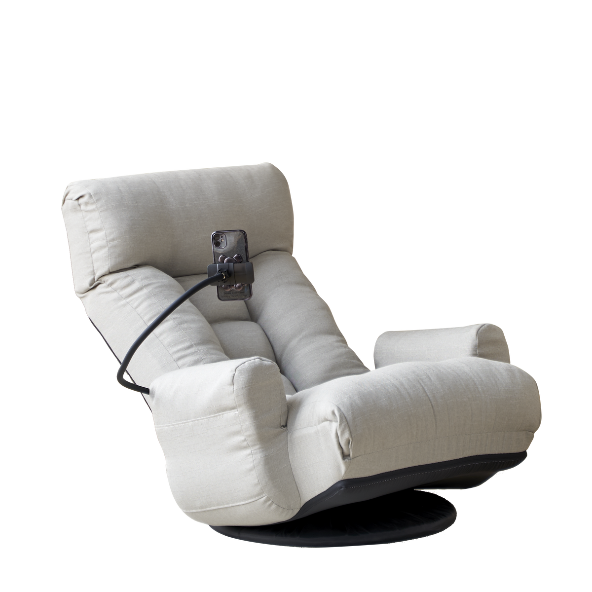 Gray Anthony & Home swivel lounge chair with 360-degree rotation, featuring a modern design and comfortable cushioned seat.
